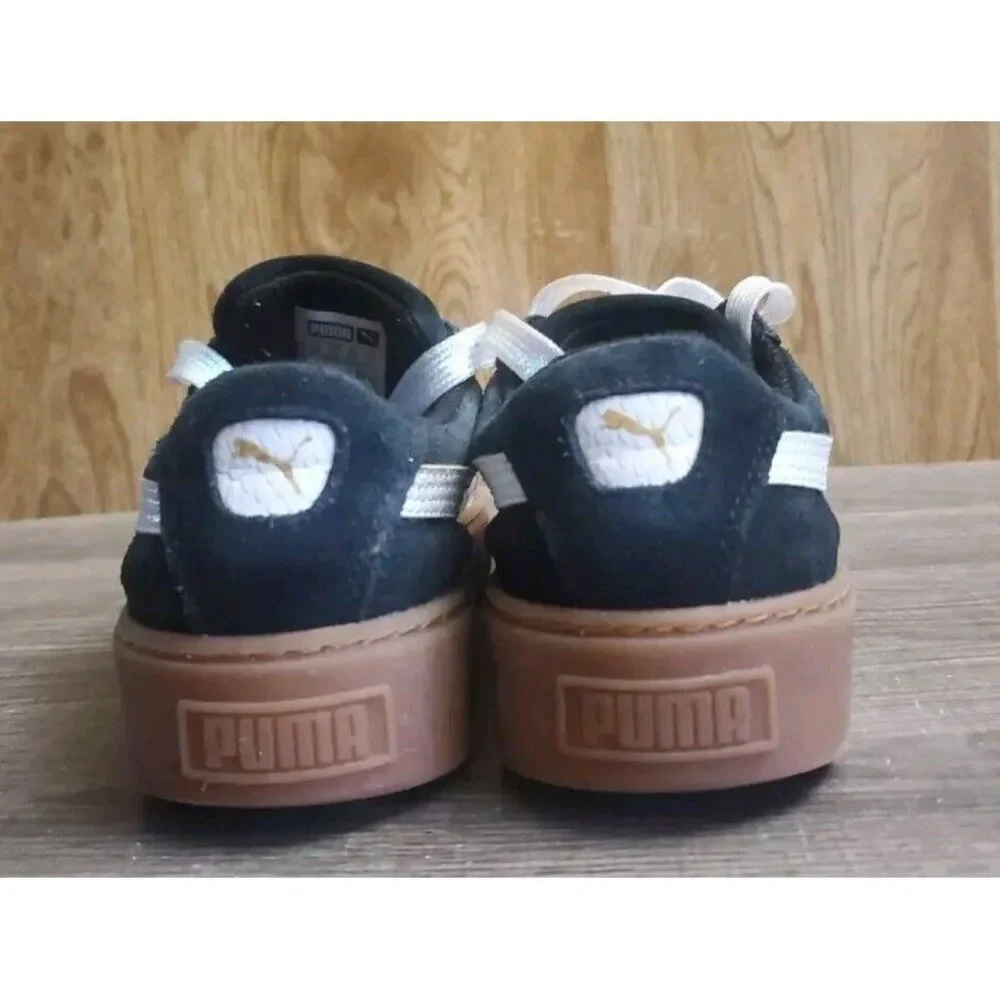 Puma Suede‎ Platform Shoes Sneakers Youth Size 3.5 Black White